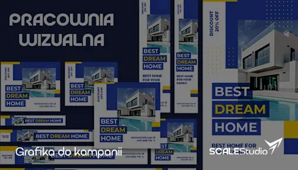 Zestaw grafik reklamowych do kampanii online przygotowany przez ScaleStudio